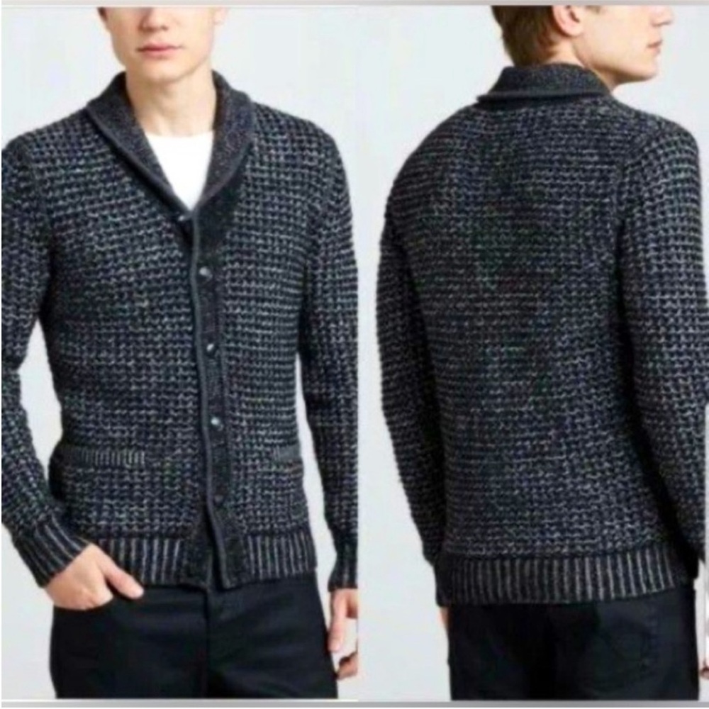 rag & bone Wool Blend Black Shawl Collar Cardigan Sweater